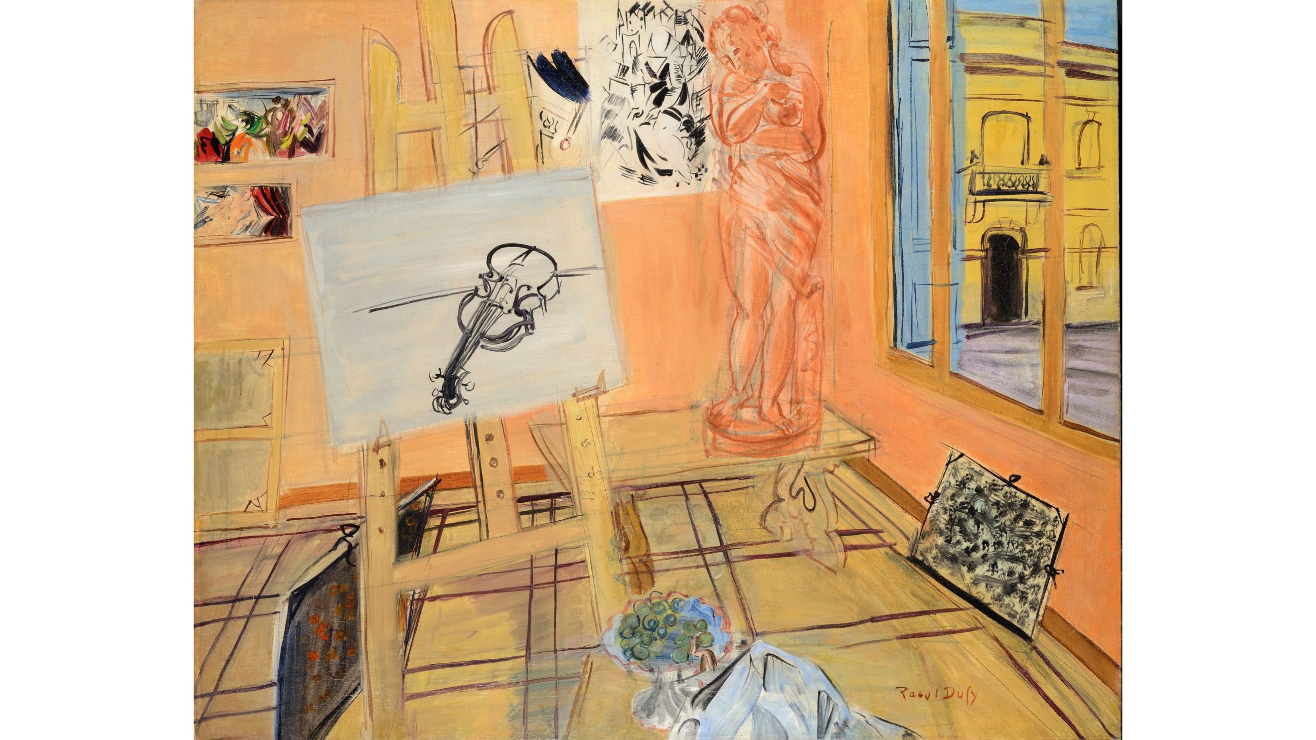 Raoul Dufy(Le Havre, 1877- Forcalquier, 1953). L'atelier con l’uva, 1942, olio su tela, Lione, Musée des Beaux-Arts(lascito di Jacqueline Delubac, 1997). Image © Lyon MBA - Photo Alain Basset