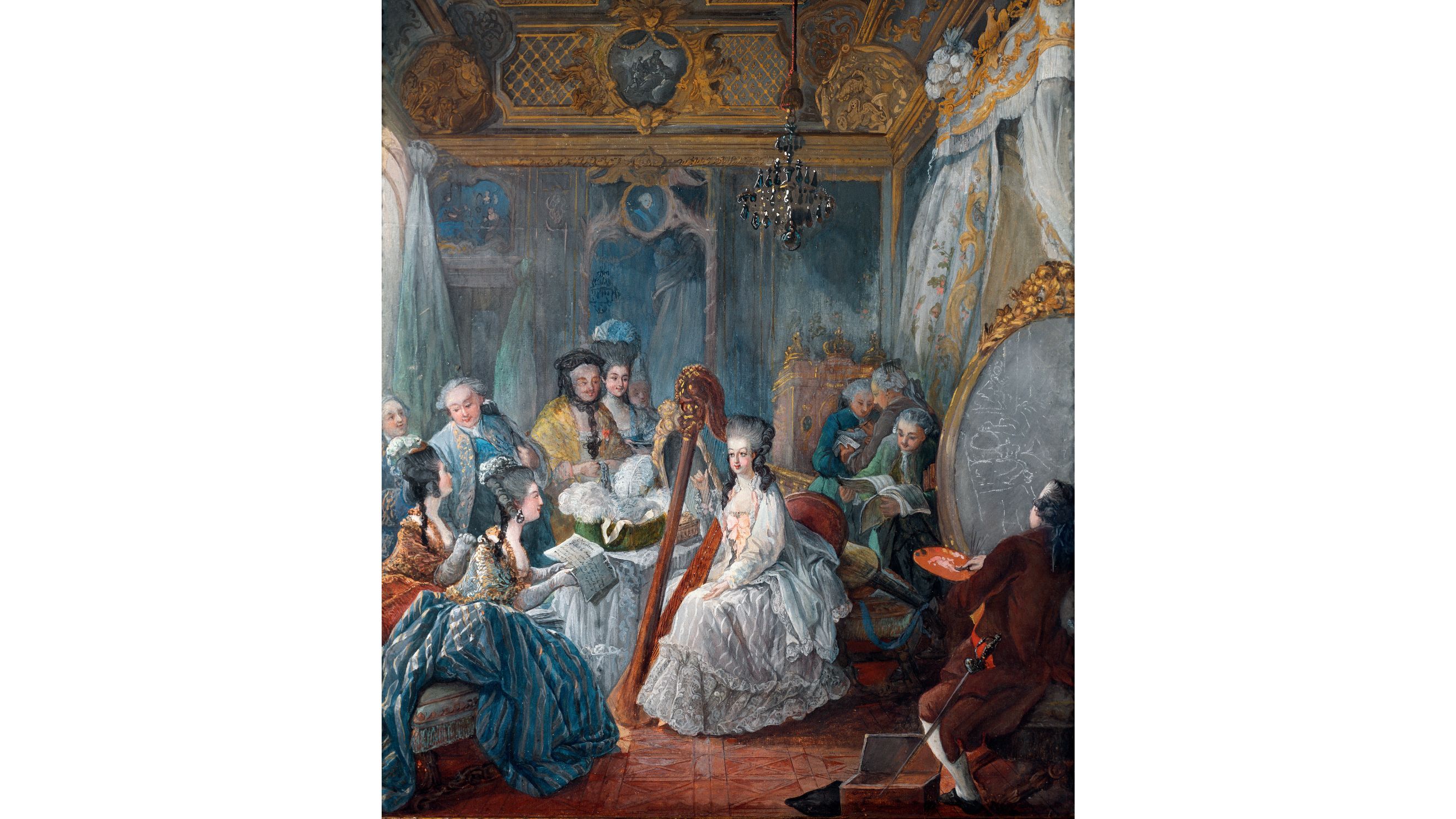 Maria Antonietta mentre posa per un ritratto nella sua camera da letto a Versailles, 1777 (guazzo su carta) di Jacques-Fabien Gautier d'Agoty (1710-81), Castello di Versailles, Francia - Credits: Getty Images