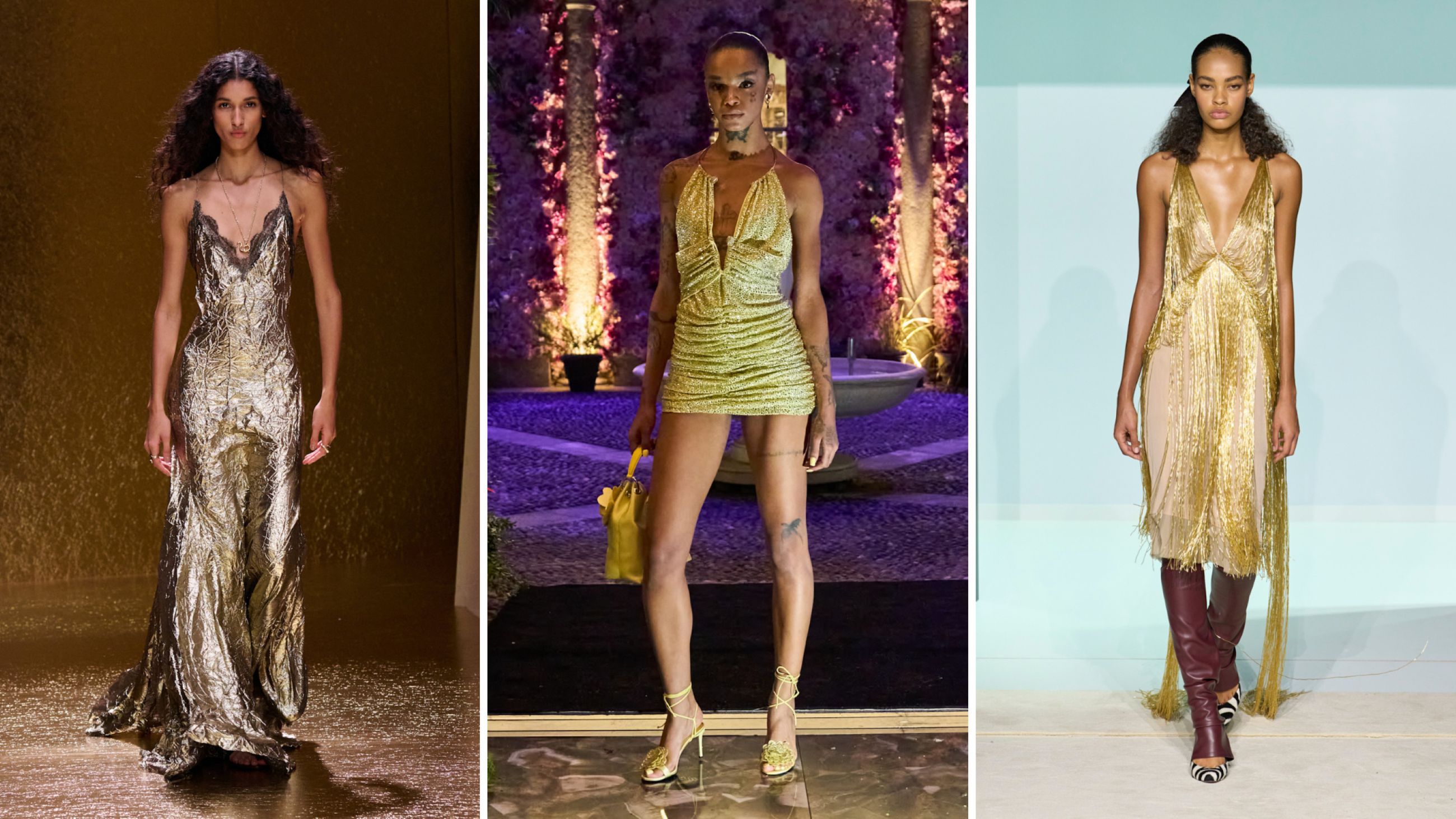 Da sinistra: Roberto Cavalli; Philipp Plein; The Attico SS26 - Credits Launchmetrics.com/Spotlight