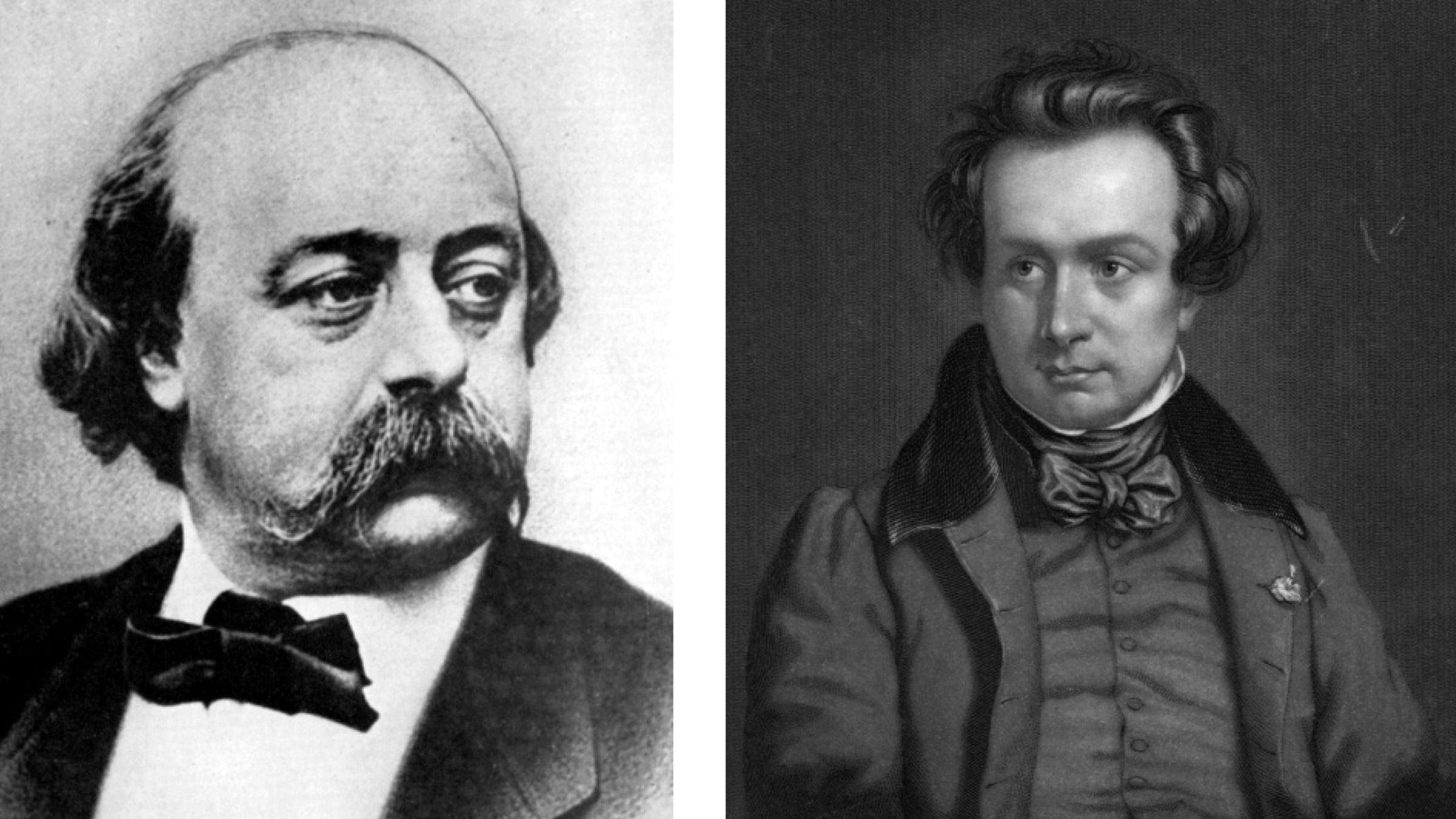 A sinistra lo scrittore Gustave Flaubert, immagine del 1800, e a destra il poeta Victor Hugo, foto del 1840 circa - Credits: Getty Images