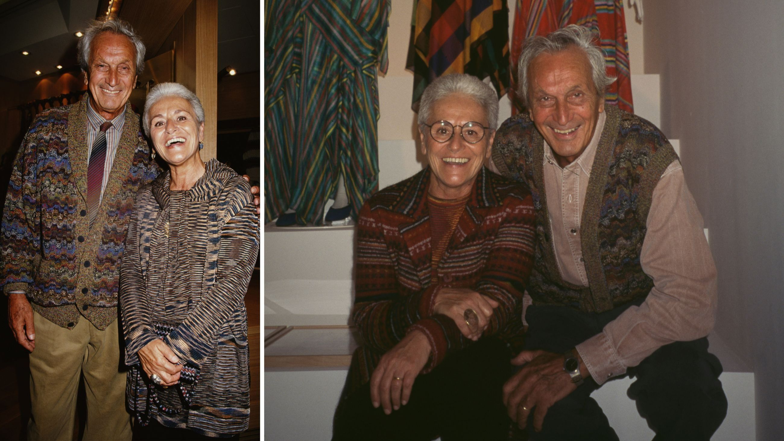 Rosita e Ottavio Missoni al Fashion Institute of Technology; New York City, circa 1992 - A Destra Rosita e Tai negli USA; circa 1995 - Credits: Getty Images
