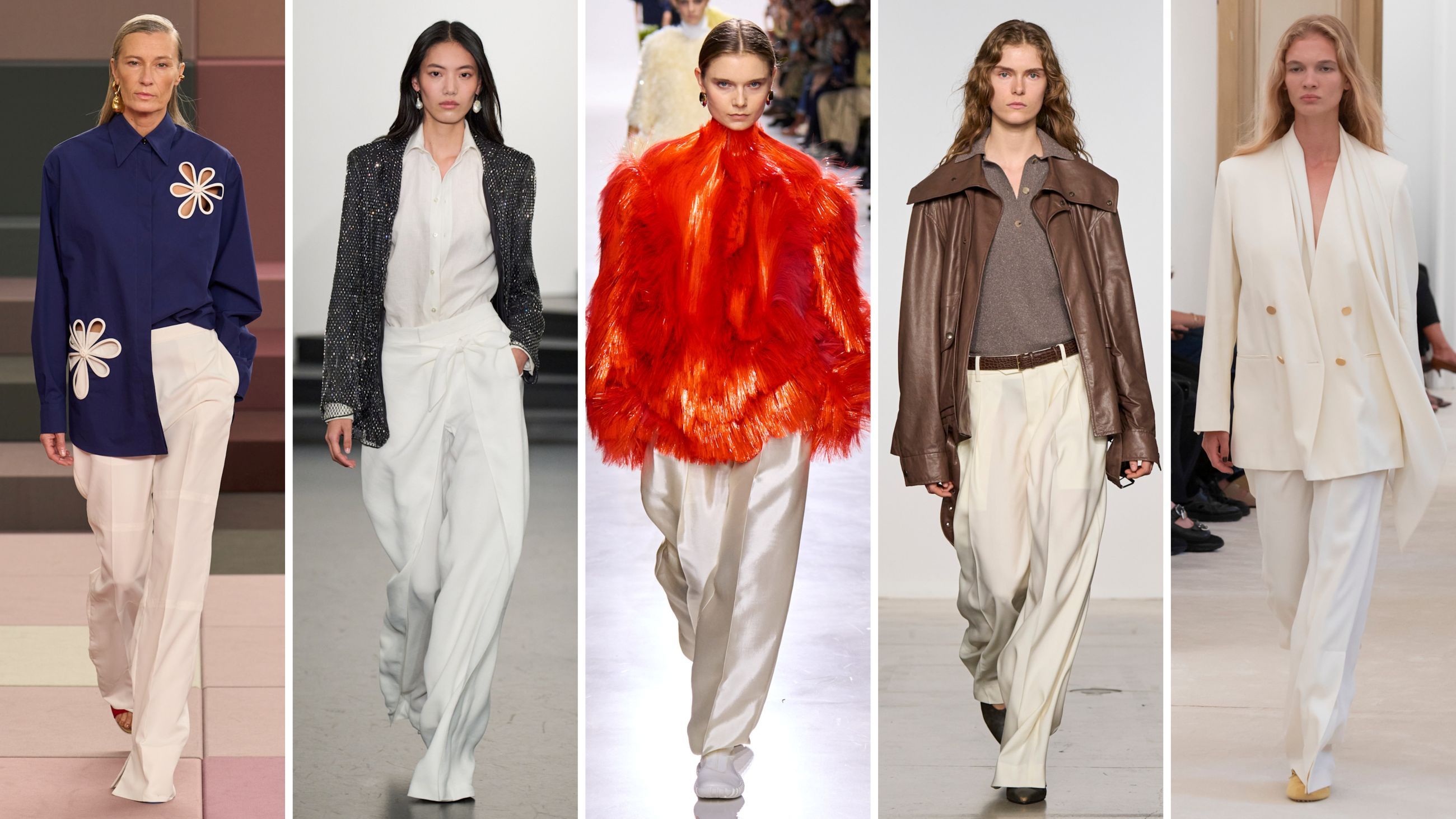 Da sinistra mises di Fendi, Ralph Lauren, Bottega Veneta, Calvin Klein ed Alberta Ferretti dalle passerelle PE26 - Credits: Launcmetrics.com/Spotlight