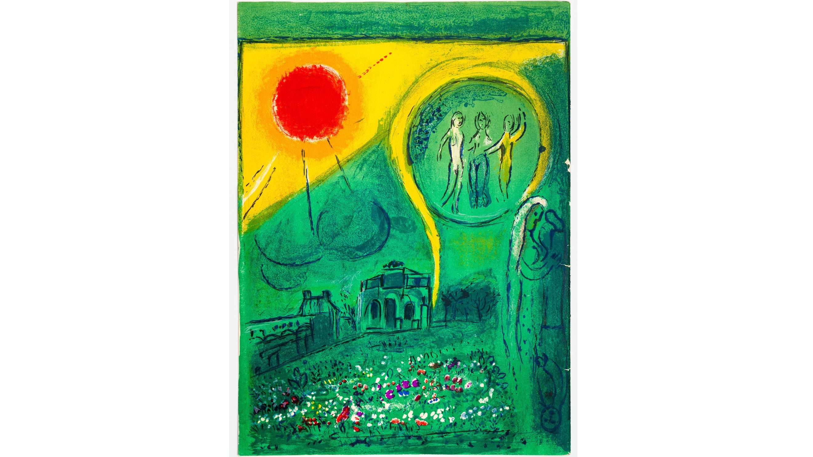 Marc Chagall, Le Carroussel du Louvre (1954), Acquaforte, 28x38 cm, Collezione private © Marc Chagall, by SIAE 2025 - Credits: Courtesy Press Office 