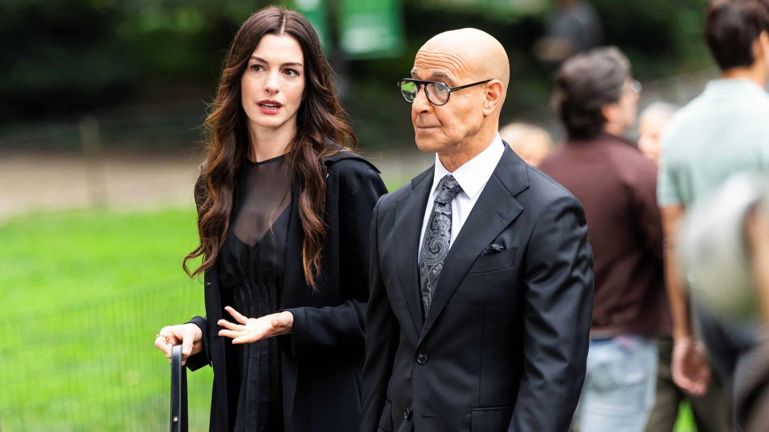 Anne Hathaway e Stanley Tucci sul set de “Il Diavolo Veste Prada 2” a New York
Credit Getty Images