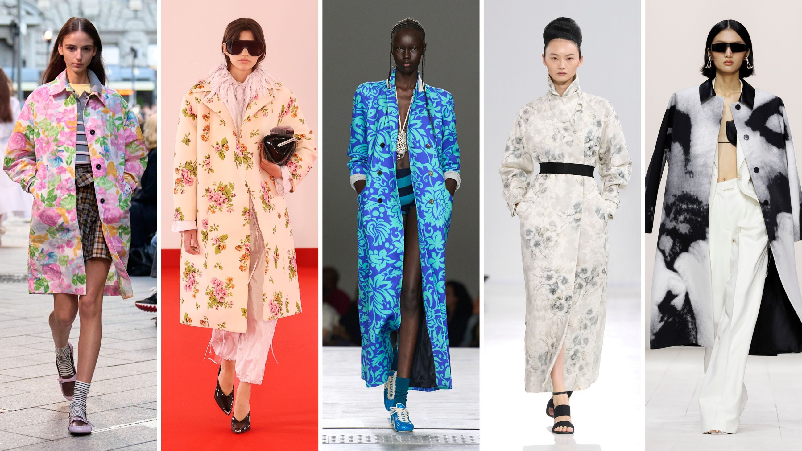 Da sinistra, alcuni look dalle sfilate PE26 di MSGM, Brandon Maxwell, Dries Van Noten, Max Mara e Givenchy - Credits: Launchmetrics.com/Spotlight 