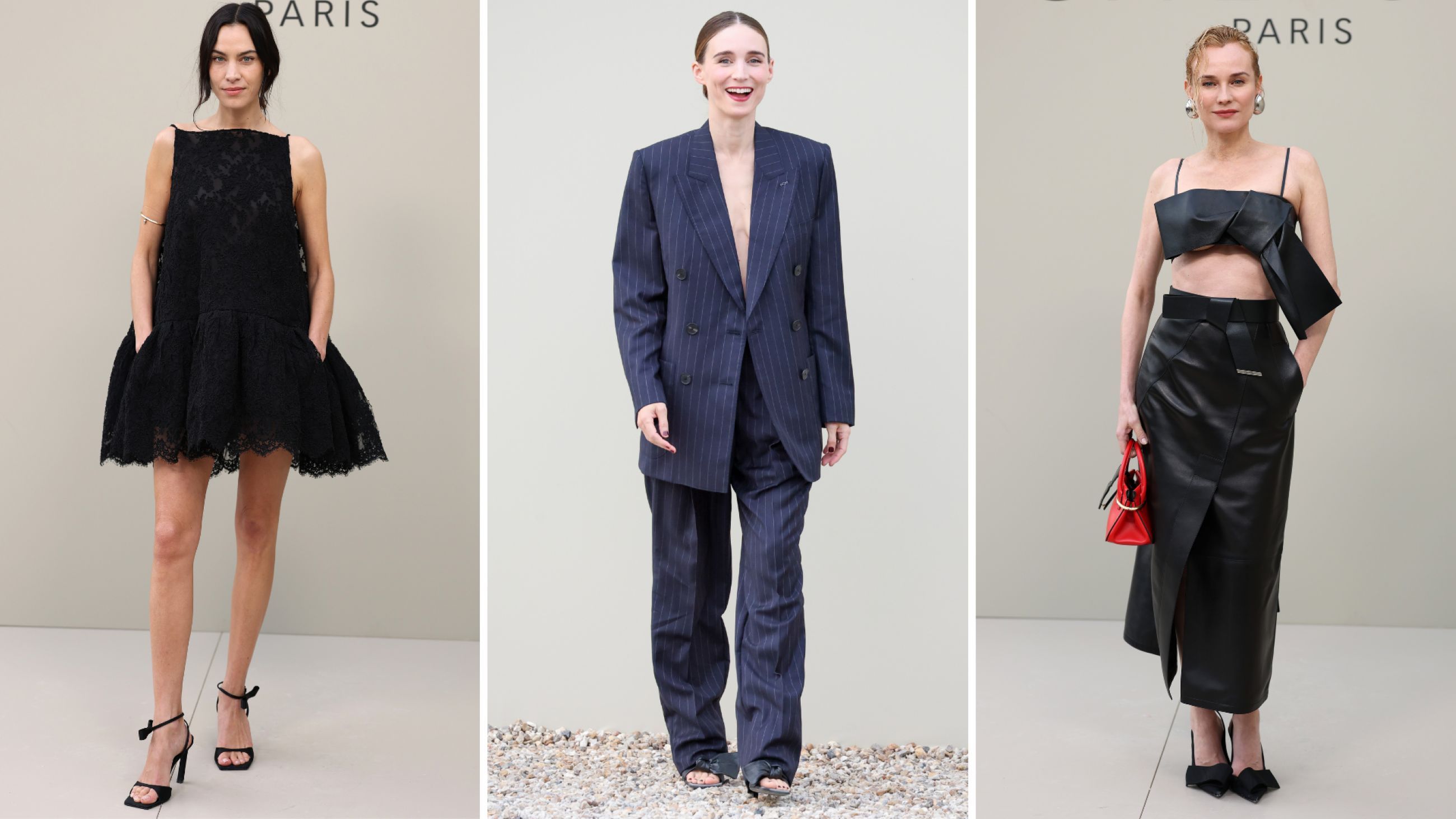 Da sinistra: Alexa Chung; Rooney Mara; Diane Kruger alla sfilata di Givenchy FW26-27 - Credits Getty Images