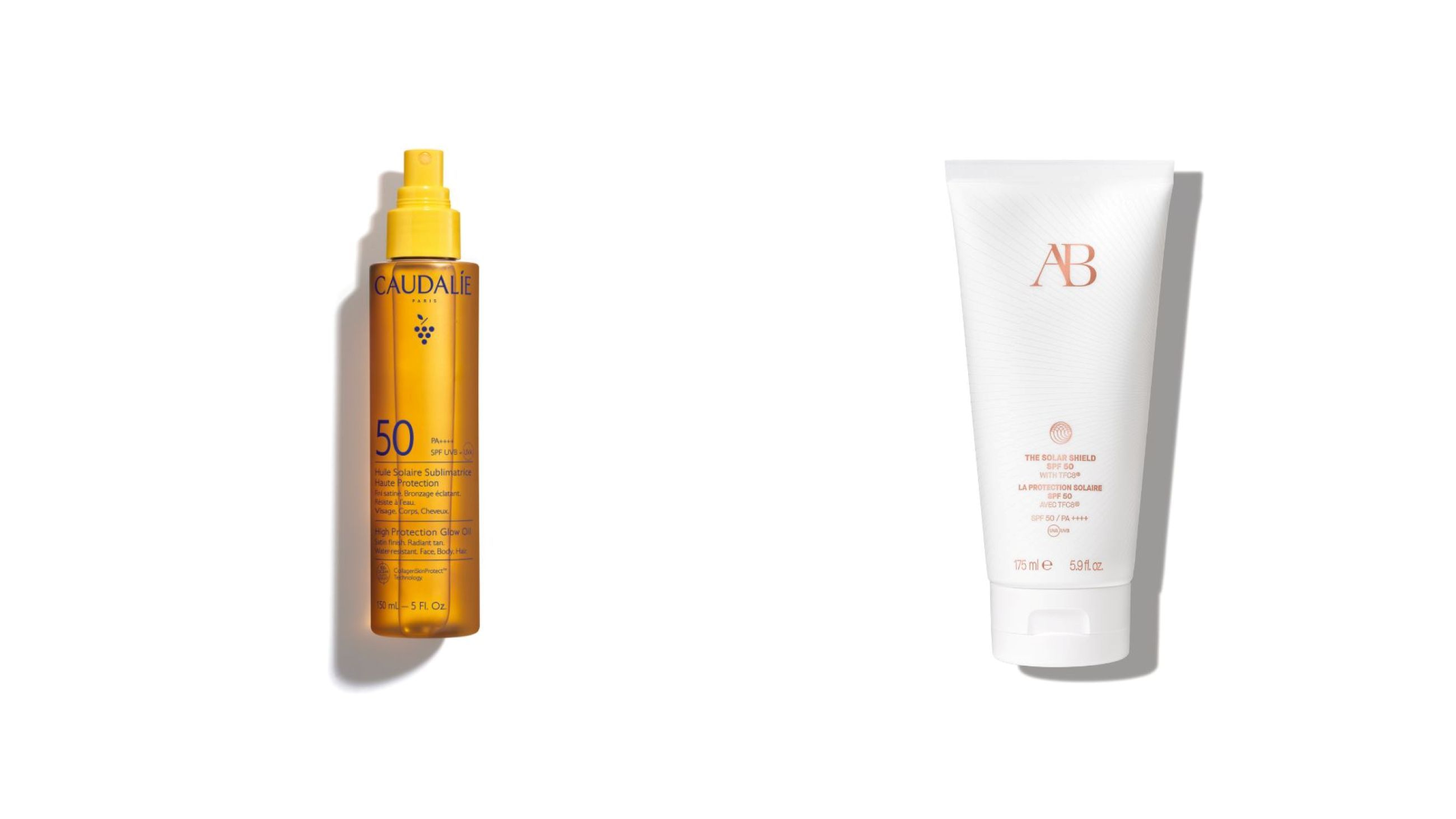 Caudalie, Suncare Olio Solare Abbronzante ad Alta Protezione SPF50; Augustinus Bader, The Solar Shield SPF 50 - Credits: Courtesy Press Office