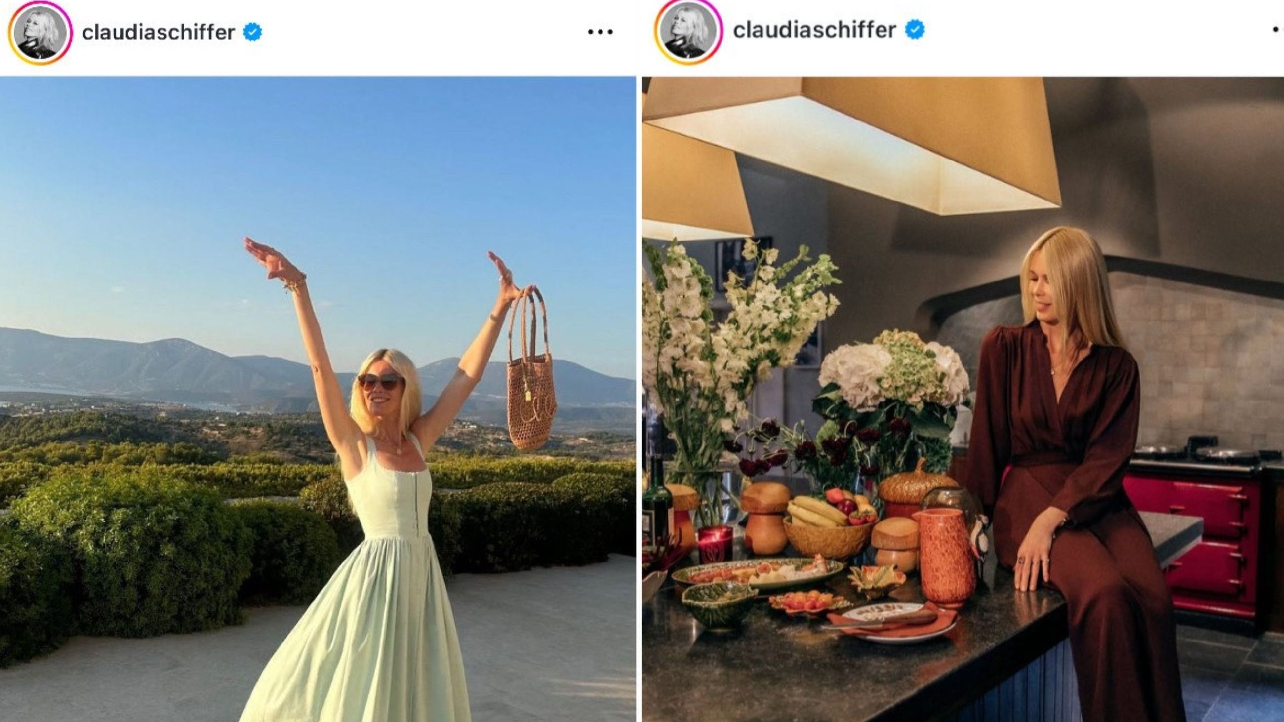 Foto tratte dal profilo Instagram di Claudia Schiffer