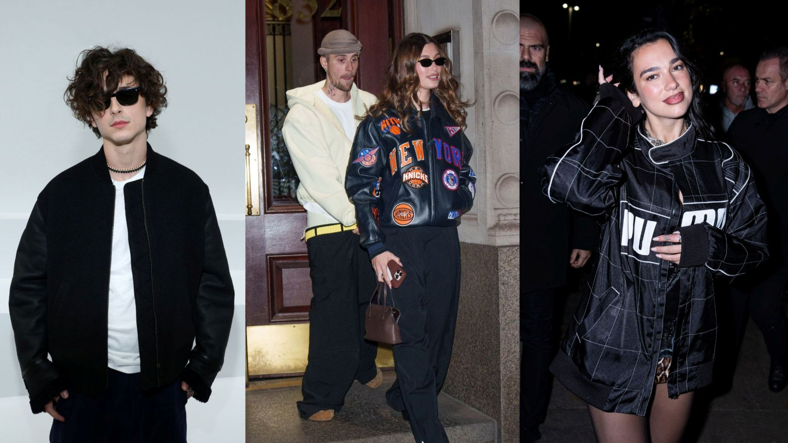 Timothée Chalamet; Hailey e Justin Bieber; Dua Lipa - Credits Getty Images 