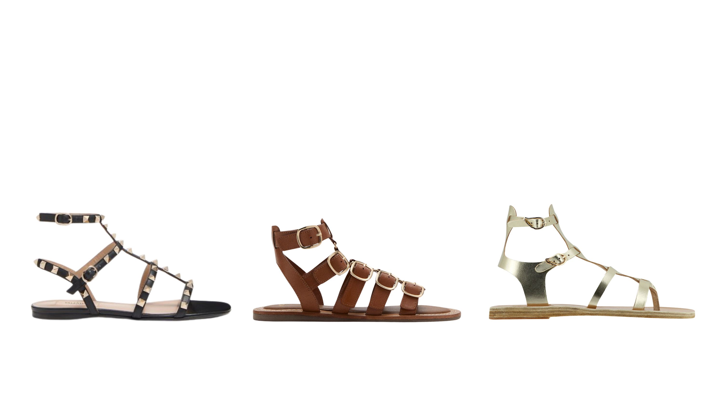 Da sinistra: Valentino Garavani; Mango; Ancient Greek Sandals
