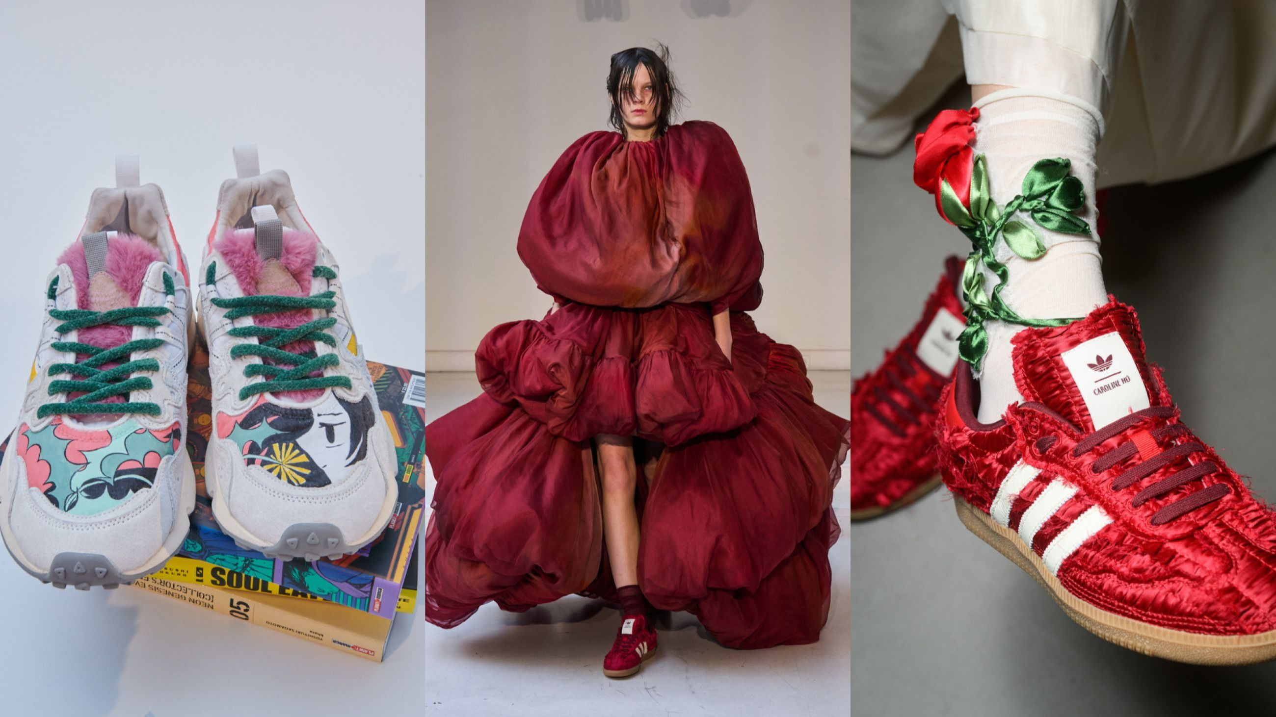 Da sinistra Flower Mountain FW25; Caroline Hu FW25; Caroline Hu FW25 - Credits Launchmetrics.com/Spotlight