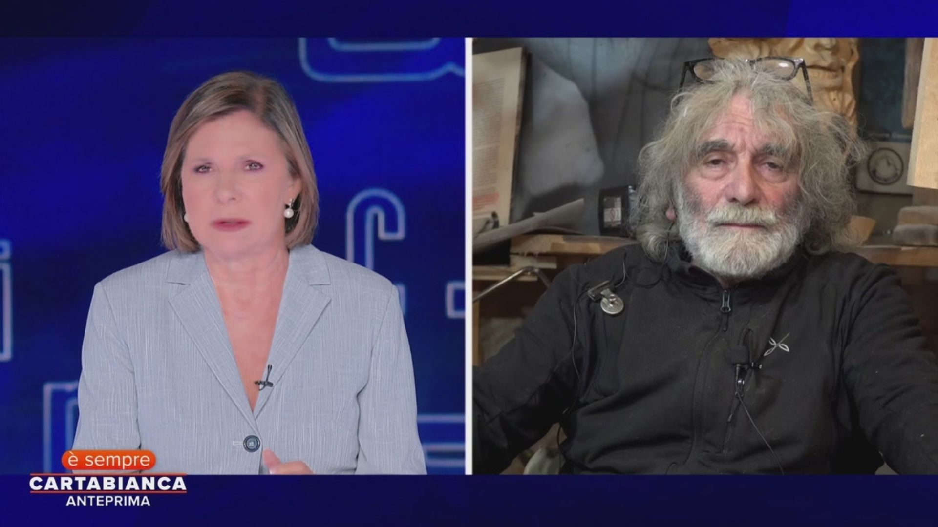 Bianca Berlinguer e Mauro Corona a È sempre Cartabianca 