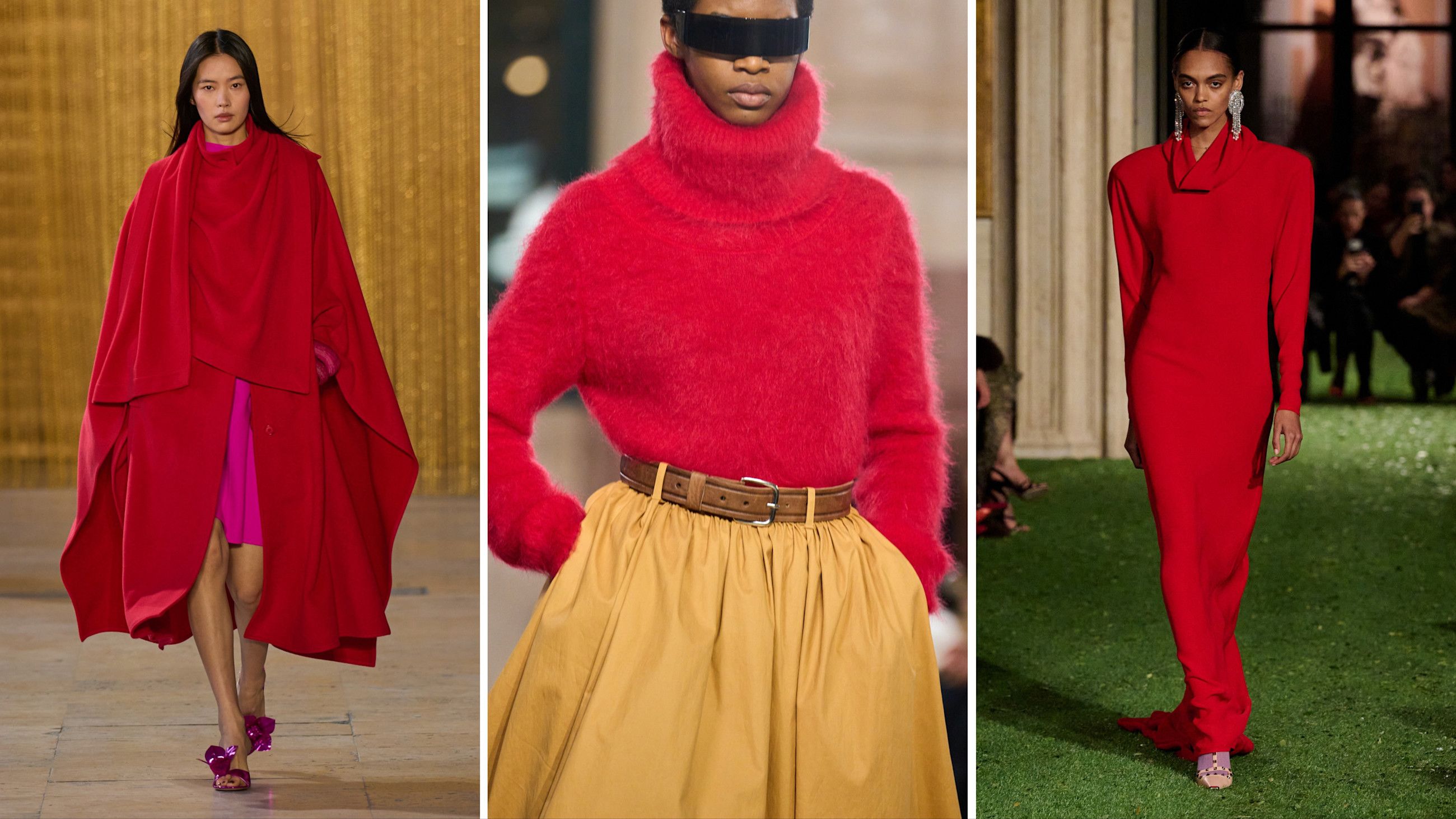 Dalle passerelle FW26: da sinistra Akris; MM6 Maison Margiela; Valentino Garavani - Credits: Launchmetrics.com/Spotlight