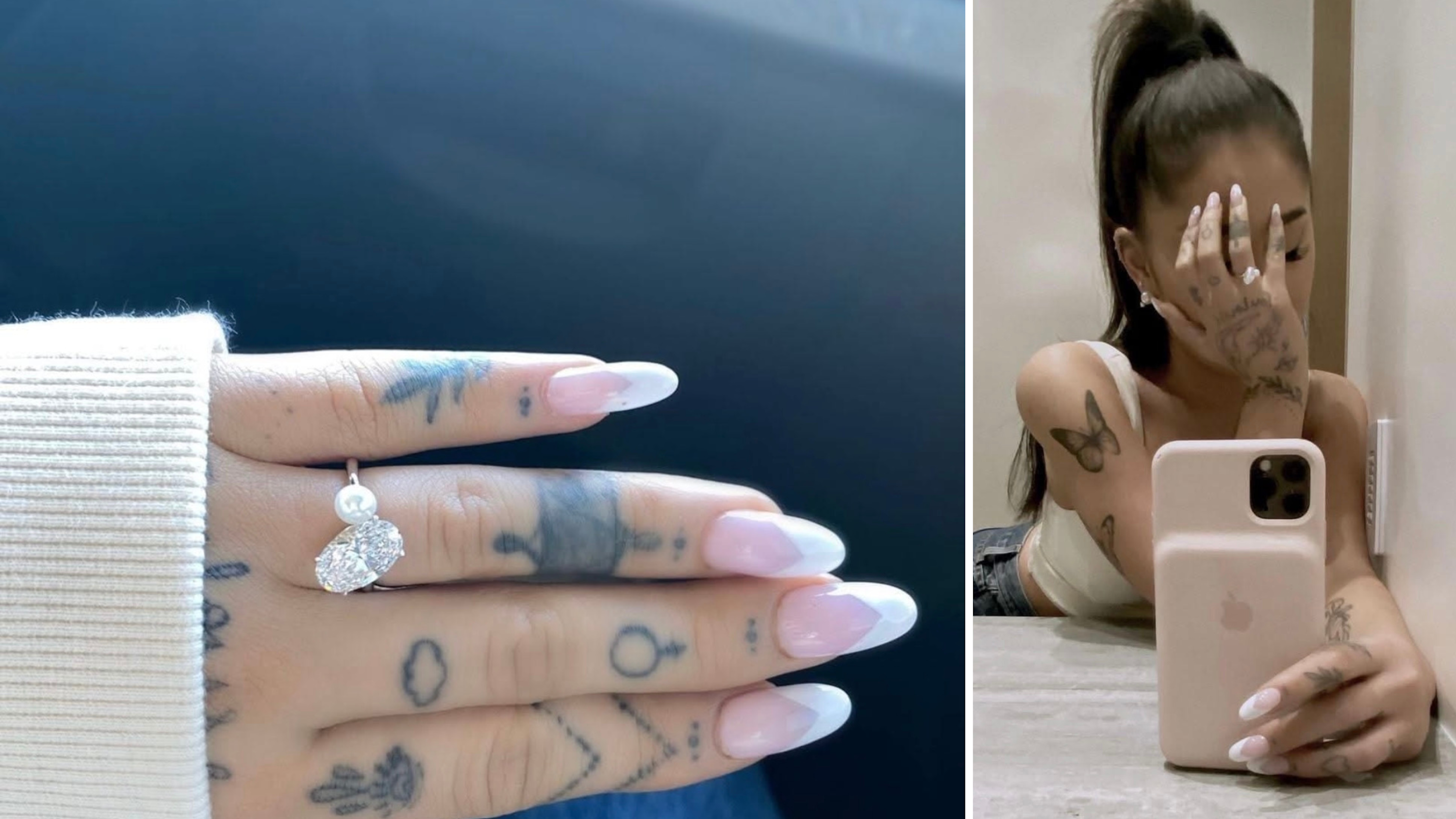 Nel 2020 la cantante Ariana Grande mostra l'anello di fidanzamento Toi et Moi regalatole da Dalton Gomez
Credits: Dal profilo Facebook ufficiale di Ariana Grande