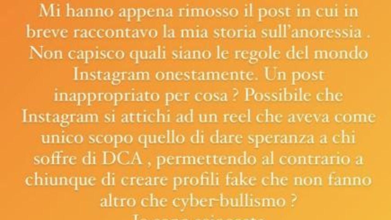 Storia Instagram Rosalinda Cannavò