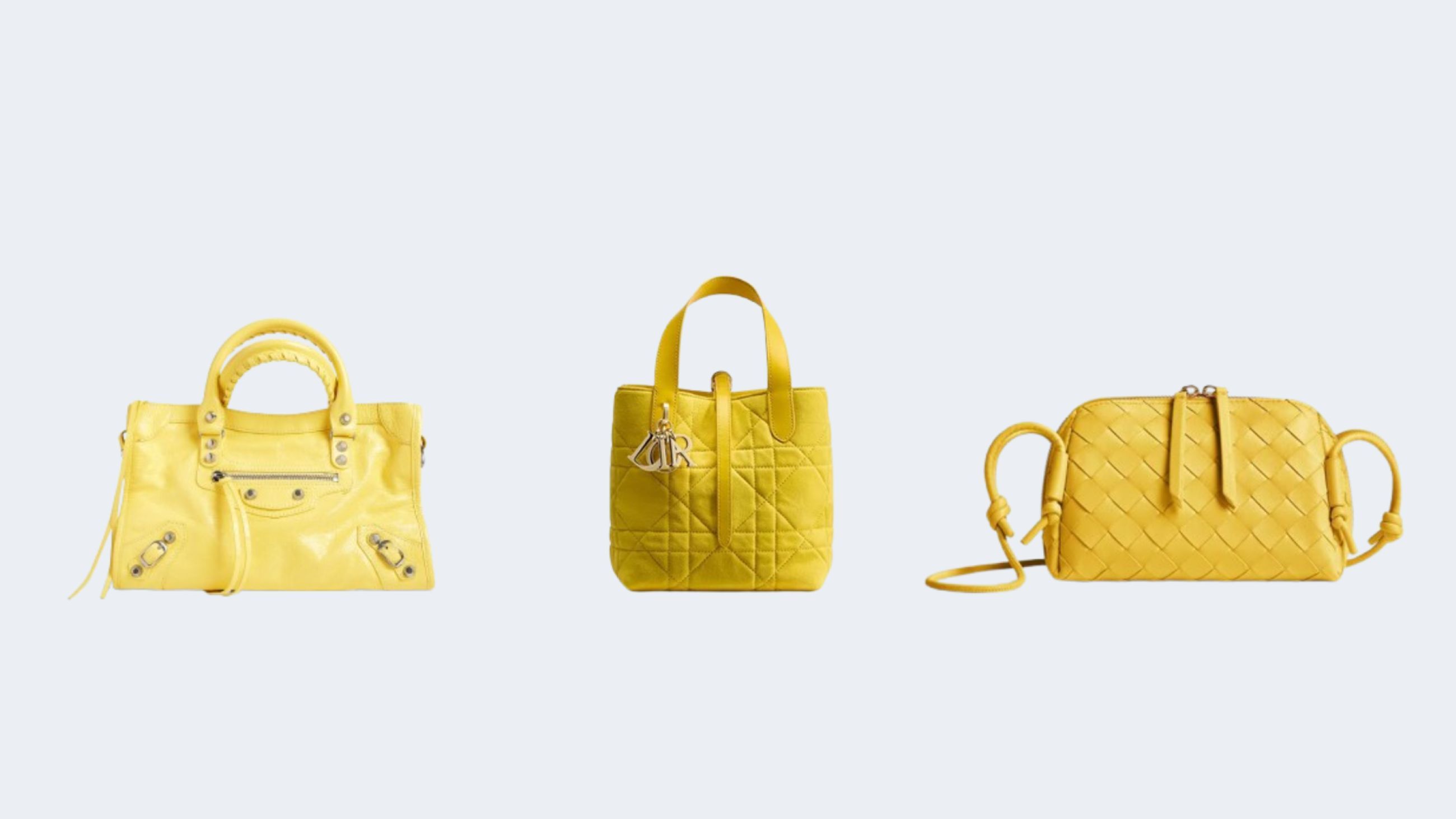 Da sinistra: Balenciaga; Dior; Bottega Veneta