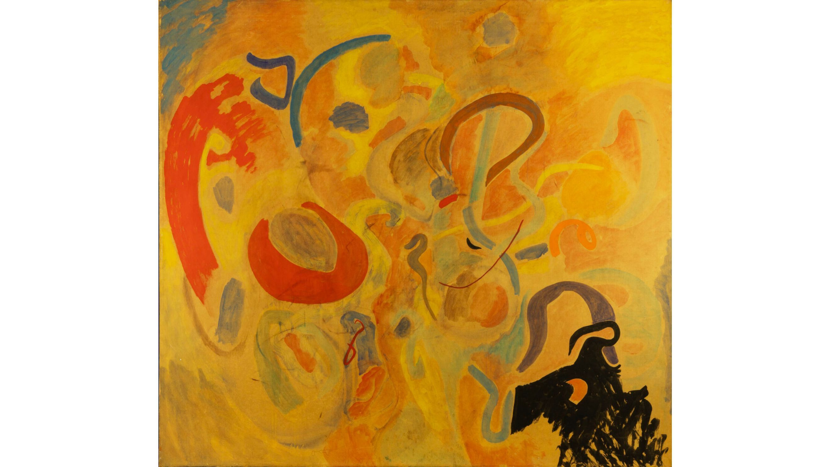 Tancredi, Omaggio a Kandinskij, Klee, Picasso e Osvaldo Licini. Rivelazione, 1960, tempera su carta applicata su tela, Collezione privata - Courtesy Press Office