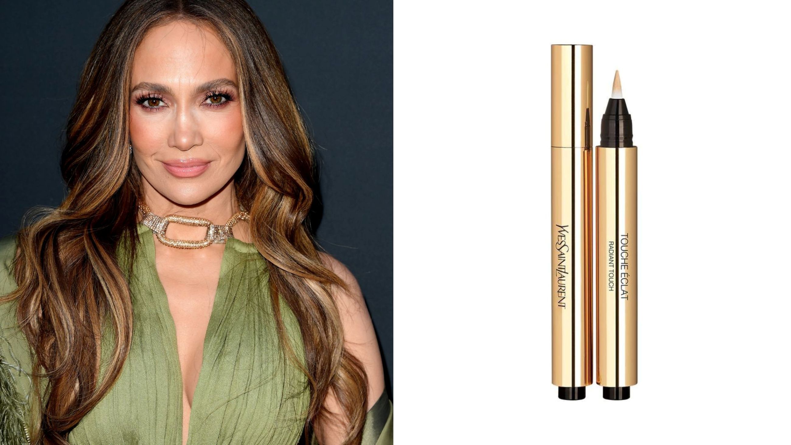 Jennifer Lopez; Yves Saint Laurent, Touche Éclat - Credits: Getty Images; Courtesy Press Office