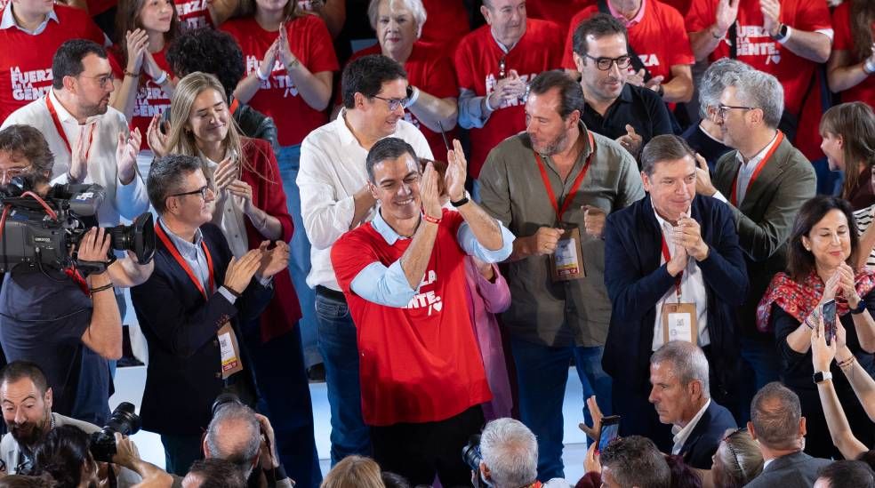 Pedro Sánchez, en el mitin del PSOE en Fuenlabrada