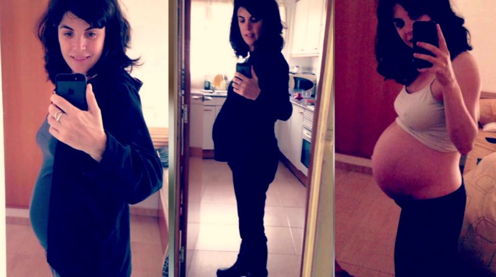 Samanta Villar posando su barriga de embarazada de mellizos