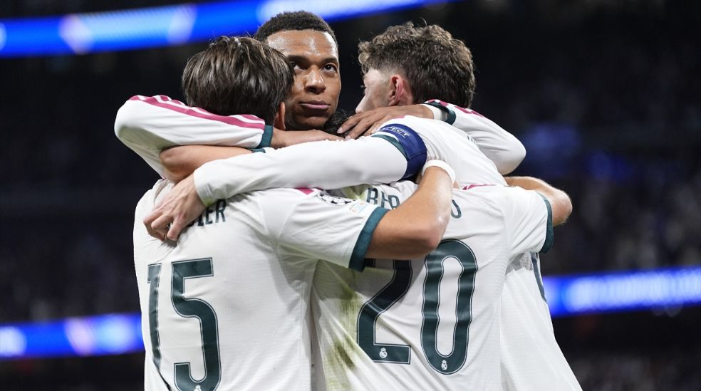 El Real Madrid celebra uno de los goles ante el Leipzig