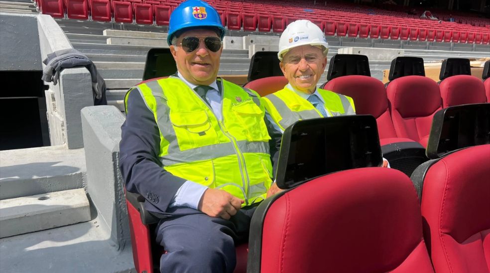 Joan Laporta, durante las obras del Camp Nou