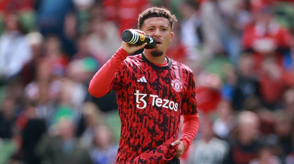 Jadon Sancho, antes de un partido con el Manchester United