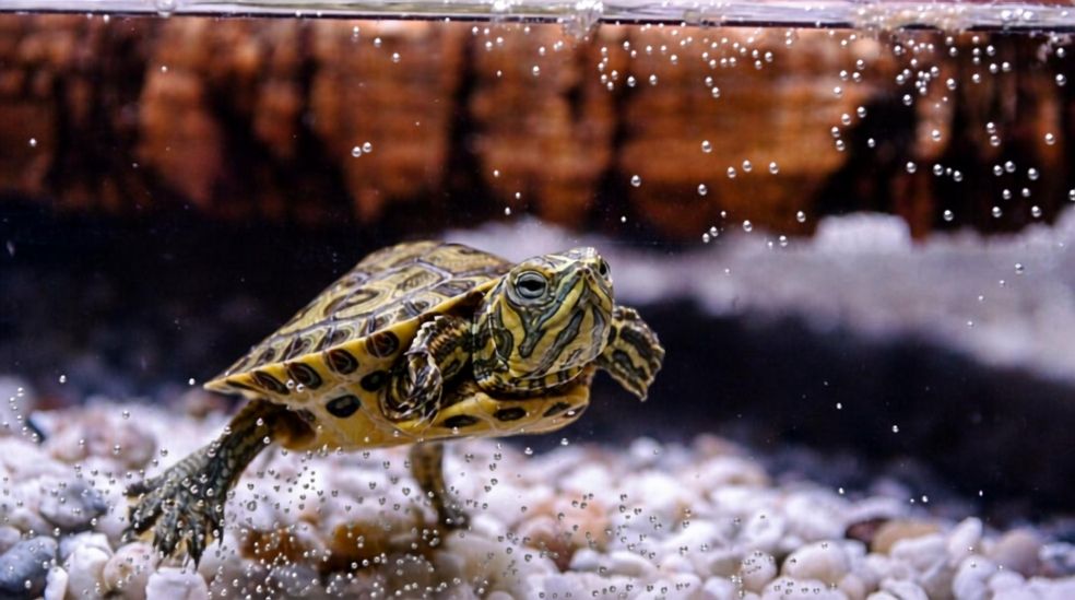 Las tortugas de agua necesitan nadar y también necesitan una zona de descanso para tomar el sol