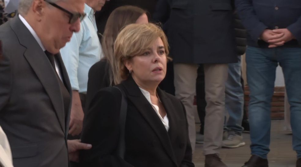 La ex vicepresidenta del Gobierno, Soraya Sáenz de Santamaría, en el funeral de Fátima Báñez
