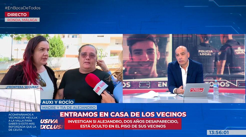 Nacho Abad habla con la madre y la tía de Alejandro, desaparecido en Ronda. 