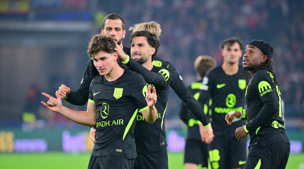 Julián Álvarez celebra su gol en Champions