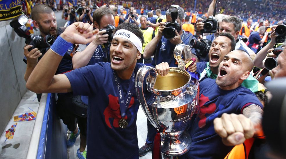 El FC Barcelona celebra la Champions en 2015