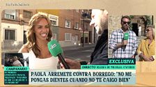 Carmen Borrego y José María Almoguera, por primera vez juntos como colaboradores, reaccionan a los dardos de Paola Olmedo
