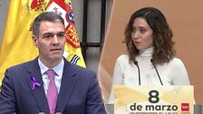 Ayuso se pregunta ''para cuándo un día del hombre'' y Sánchez responde: ''Si es presidenta también es por la lucha''