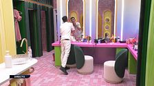 El momentazo de Luis quitándose el pintalabios tras su pasional beso con Nerea en el confe: "Súper, yo no puedo entrar así"
