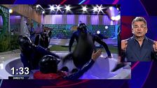 Los resbalones en la prueba de inmunidad desatan las risas de Jorge Javier: “¡Vaya golpes se están dando!”