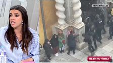 Sarah Santaolalla arremete contra Macarena Olona por su encontronazo con los manifestantes: "Se tiró encima de ellos para agredirles"