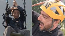 Antonio Orozco y Sandra Barneda superan su vértigo y se lanzan por la tirolina con mayor desnivel del mundo: "Me va a dar un infarto"