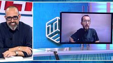Pablo Echenique provoca la risa en plató al bromear con el motivo de su ausencia: ''Es parte de mi transición robótica''
