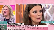 María José Cantudo interrumpe 'Fiesta' para frenar a Blanca Villa: "Voy a por ti, te lo voy a quitar todo"
