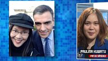Hablamos con la fan de Pedro Sánchez que ha irrumpido en su rueda de prensa de la OTAN: ''¡No te rindas, te queremos!''