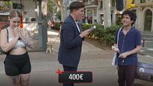 Un vecino de Barcelona sale corriendo tras escuchar la pregunta de Xuso Jones y darse cuenta de que no lo sabe: “Me voy”