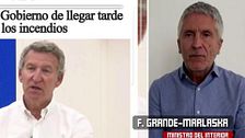 La respuesta de Fernando Grande-Marlaska a la acusación de Feijoo de llegar tarde ante los incendios: "No voy a confrontar"