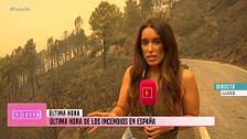Una reportera de 'Fiesta', desalojada por la Guardia Civil en el incendio de Lugo: "Se quemaban los cables de alta tensión"