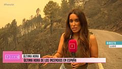 Una reportera de 'Fiesta', desalojada por la Guardia Civil en el incendio de Lugo: "Se quemaban los cables de alta tensión"