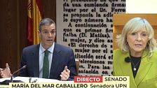 Mar Caballero, senadora del UPN, contundente con la actitud de Pedro Sánchez: ''Ha venido prepotente, con soberbia y nerviosismo''