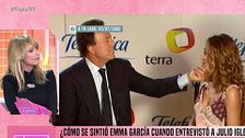 Emma García reacciona al ver de nuevo su entrevista a Julio Iglesias: "No me gusta que me toquen"