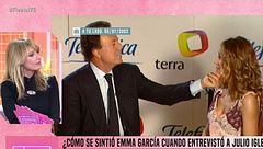 Emma García reacciona al ver de nuevo su entrevista a Julio Iglesias: "No me gusta que me toquen"