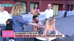 Miguel Frigenti y Rocío Flores se bañan en agua helada