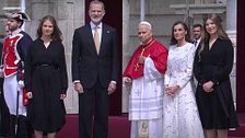 Recepción de los Reyes y sus hijas al Papa León XIV en el Palacio Real de Madrid